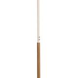 A close-up of the Noa II Touch Dimmer LED Floor Lamp 15W 3000K in White & Beech, highlighting its white upper and beech lower sections joined by two screws—its minimalist design is inspired by Scandinavian lighting.