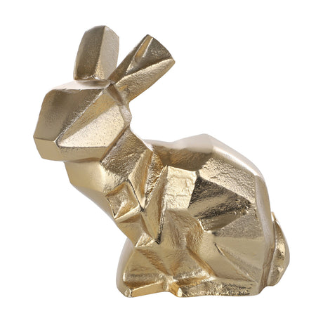 Nolalu Rabbit Ornament in gold, a seated rabbit figurine with faceted, geometric aluminium surfaces, shown on a plain white background.