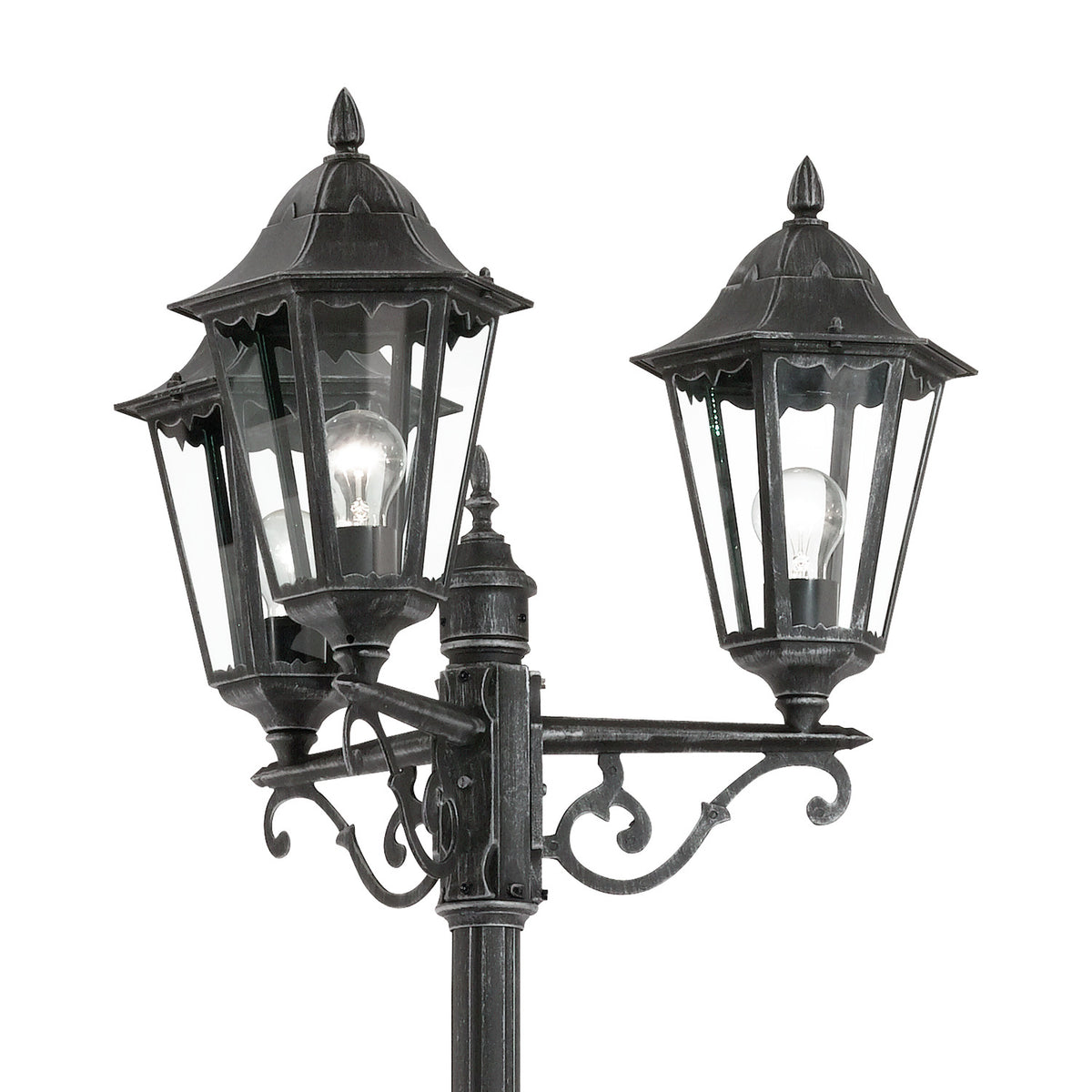 Nolmane 3 Light Lamp Post - Black & Silver Patina