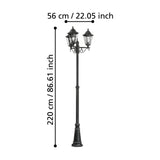 Nolmane 3 Light Lamp Post - Black & Silver Patina
