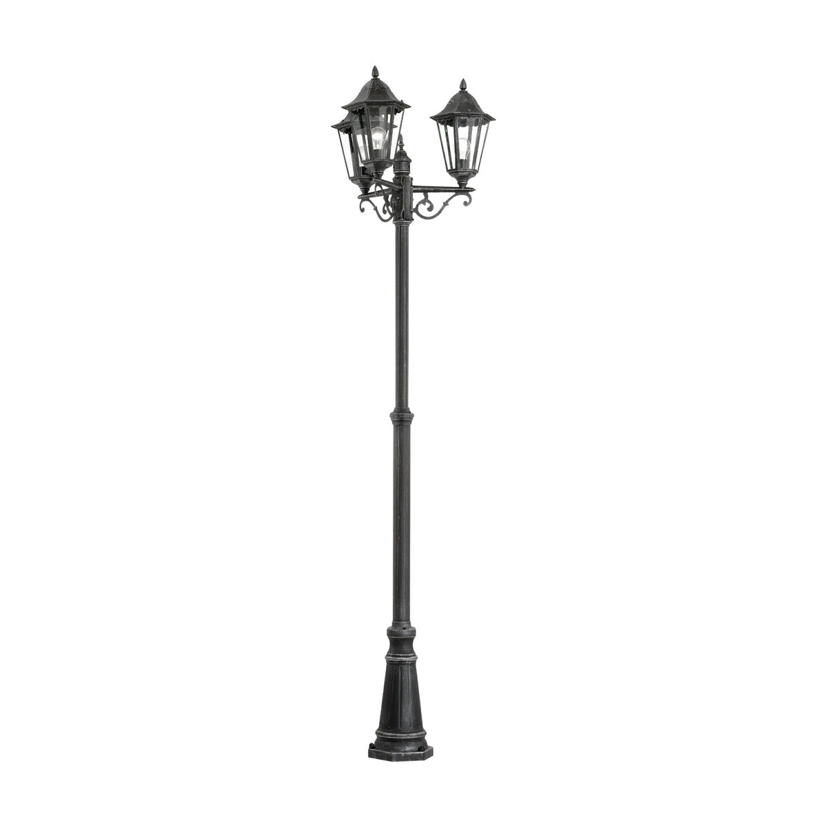 Nolmane 3 Light Lamp Post - Black & Silver Patina