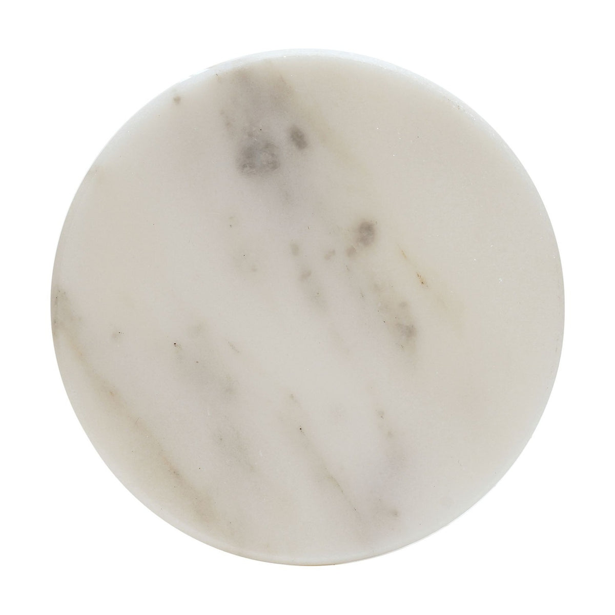 Set of 2 Round Veined Marble Coasters with Base Pads - White