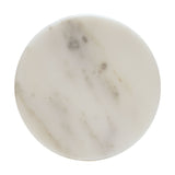 Set of 2 Round Veined Marble Coasters with Base Pads - White