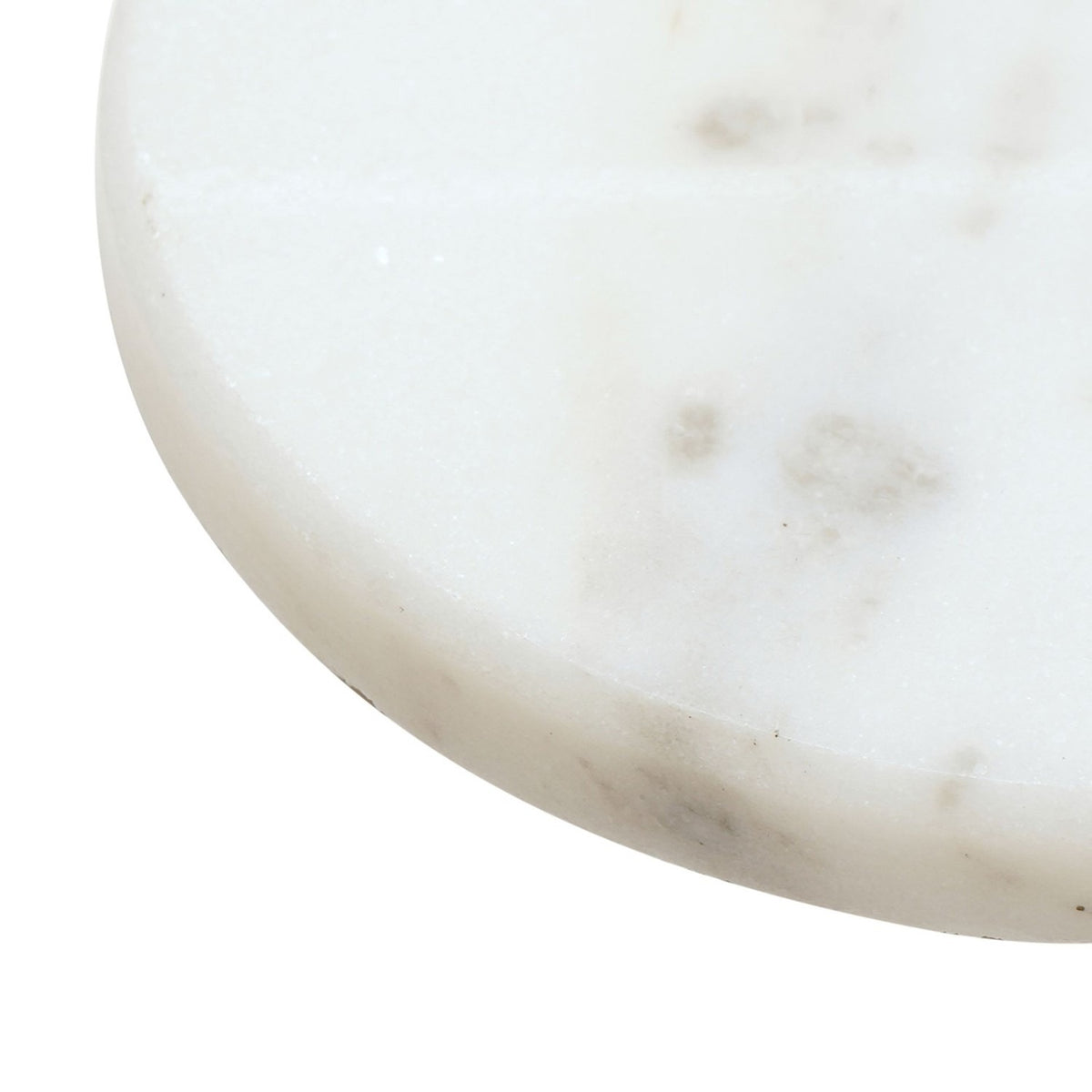 Set of 2 Round Veined Marble Coasters with Base Pads - White