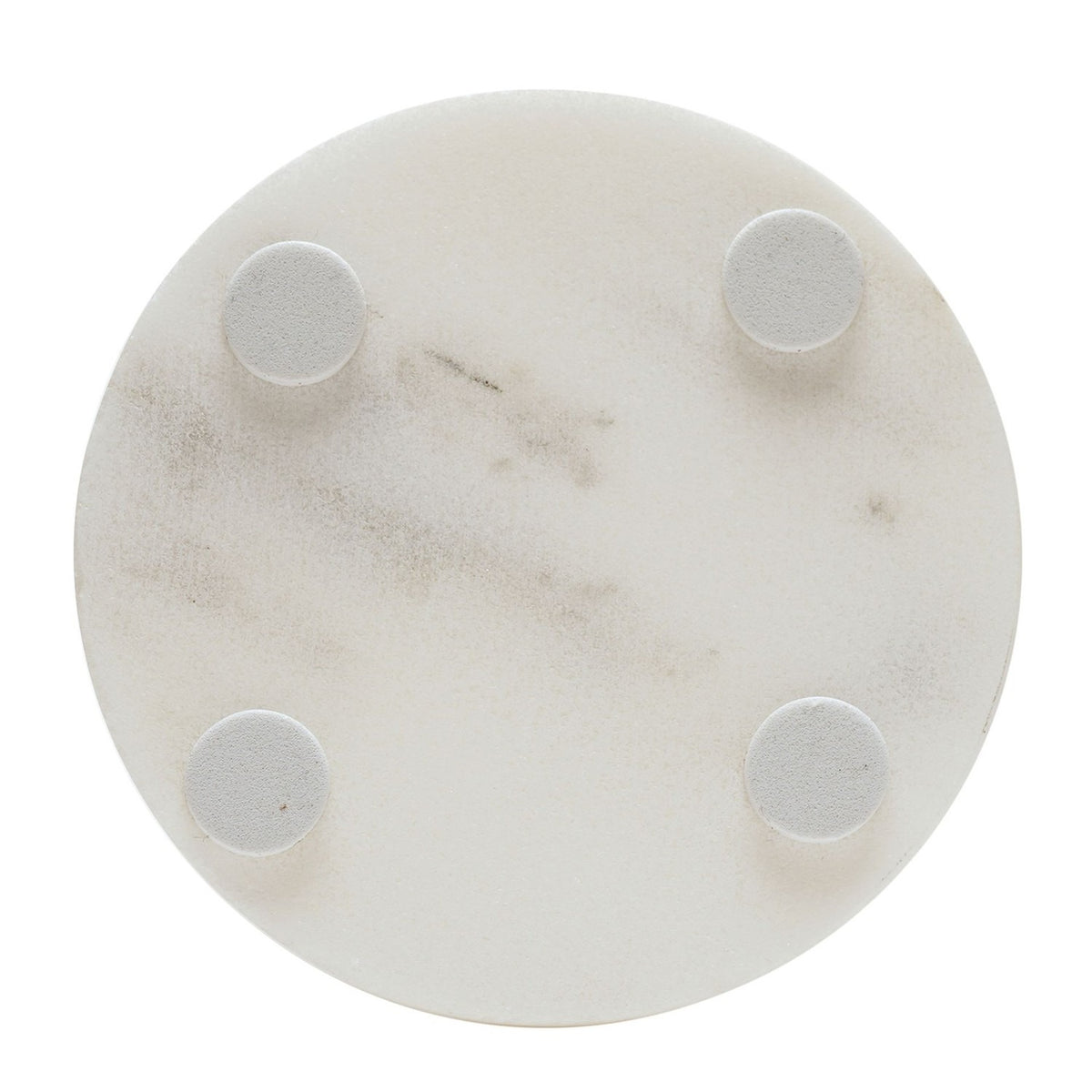 Set of 2 Round Veined Marble Coasters with Base Pads - White