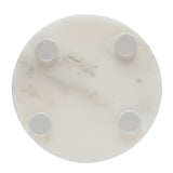Set of 2 Round Veined Marble Coasters with Base Pads - White