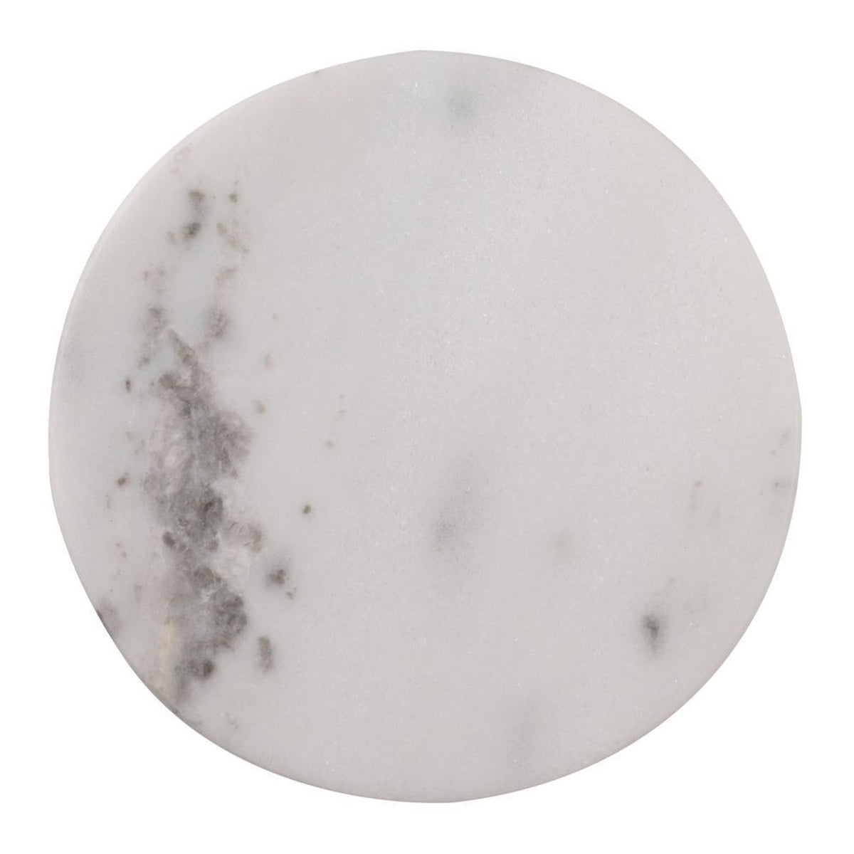 Set of 2 Round Veined Marble Coasters with Base Pads - White