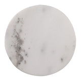 Set of 2 Round Veined Marble Coasters with Base Pads - White