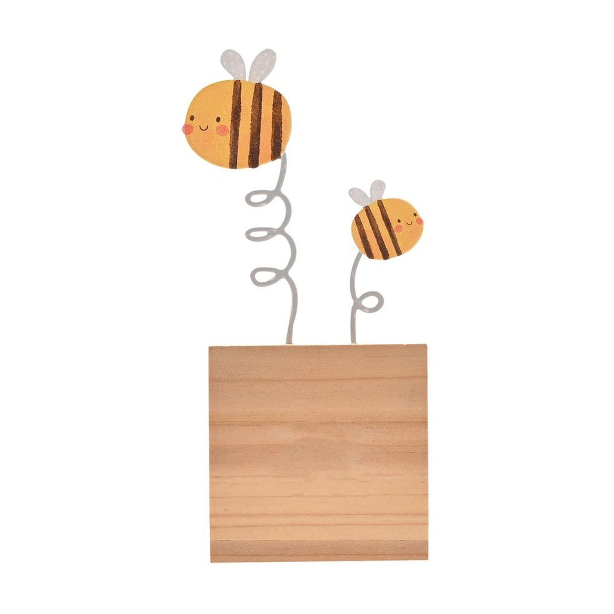 Two Bees on Coiled Stems Freestanding Metal Plaque - Brown