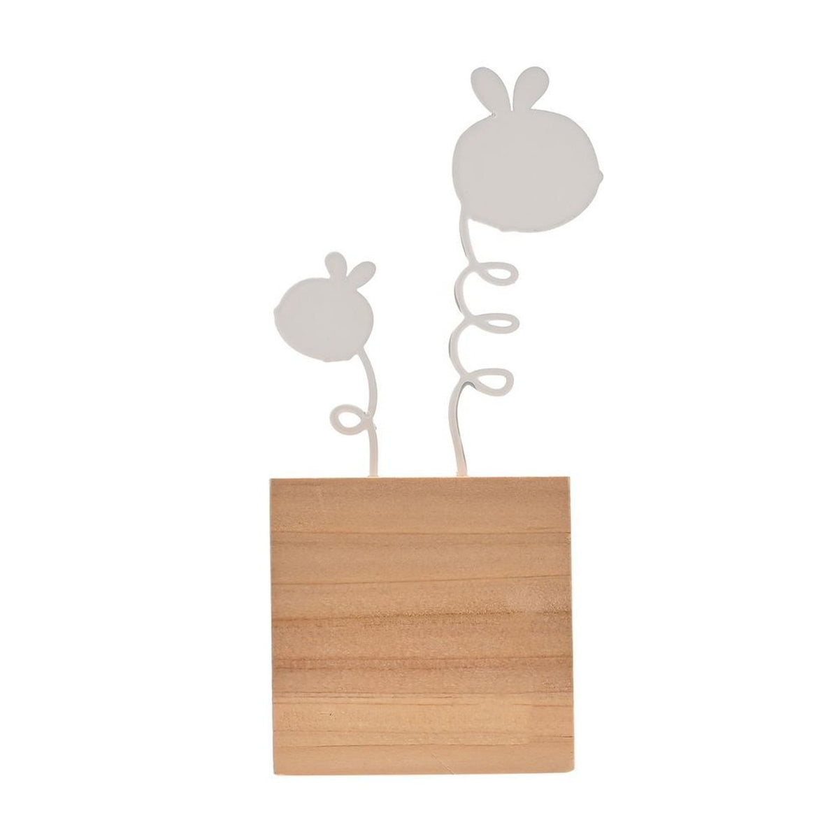 Two Bees on Coiled Stems Freestanding Metal Plaque - Brown