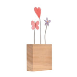 Heart Butterfly and Flower Freestanding Metal Plaque - Brown