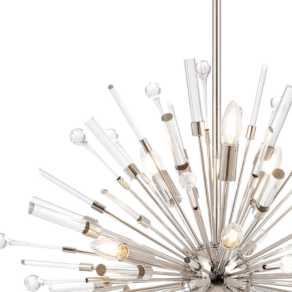 Noon 12 Light Glass Pendant Light – Polished Nickel