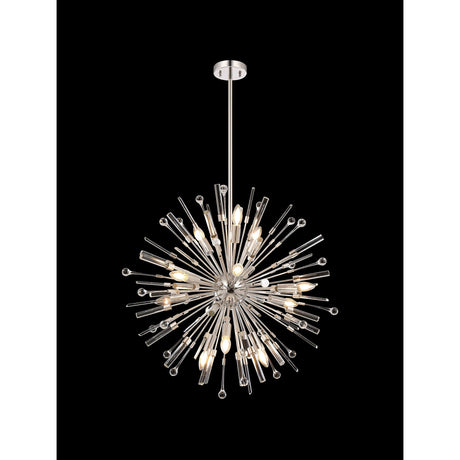 Noon 12 Light Glass Pendant Light – Polished Nickel