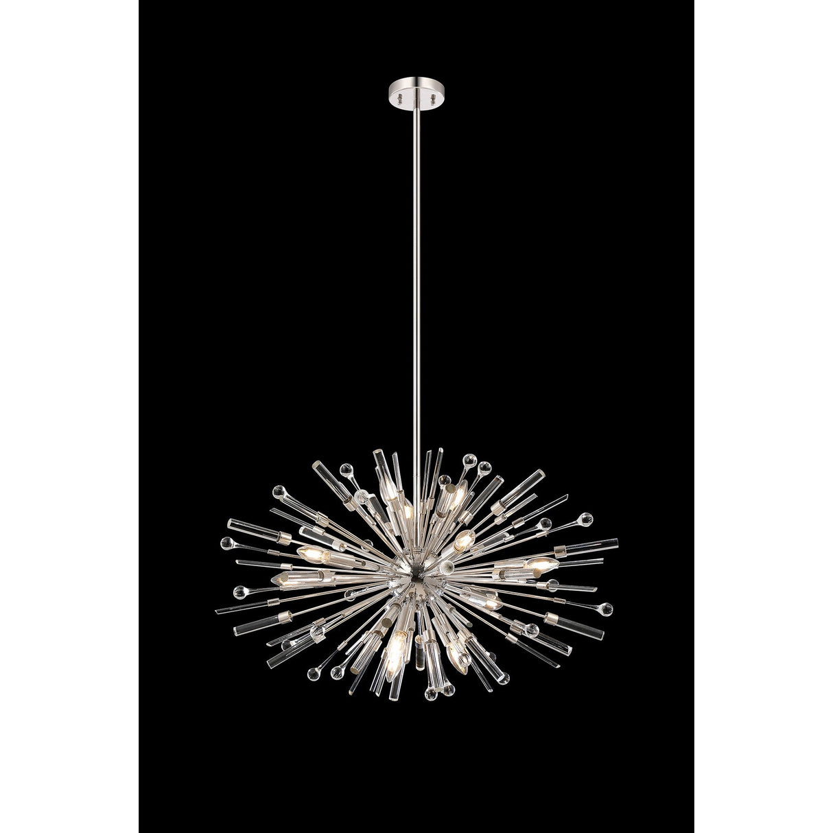 Noon Oval 12 Light Glass Pendant Light – Polished Nickel