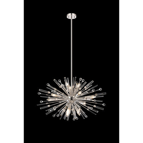 Noon Oval 12 Light Glass Pendant Light – Polished Nickel