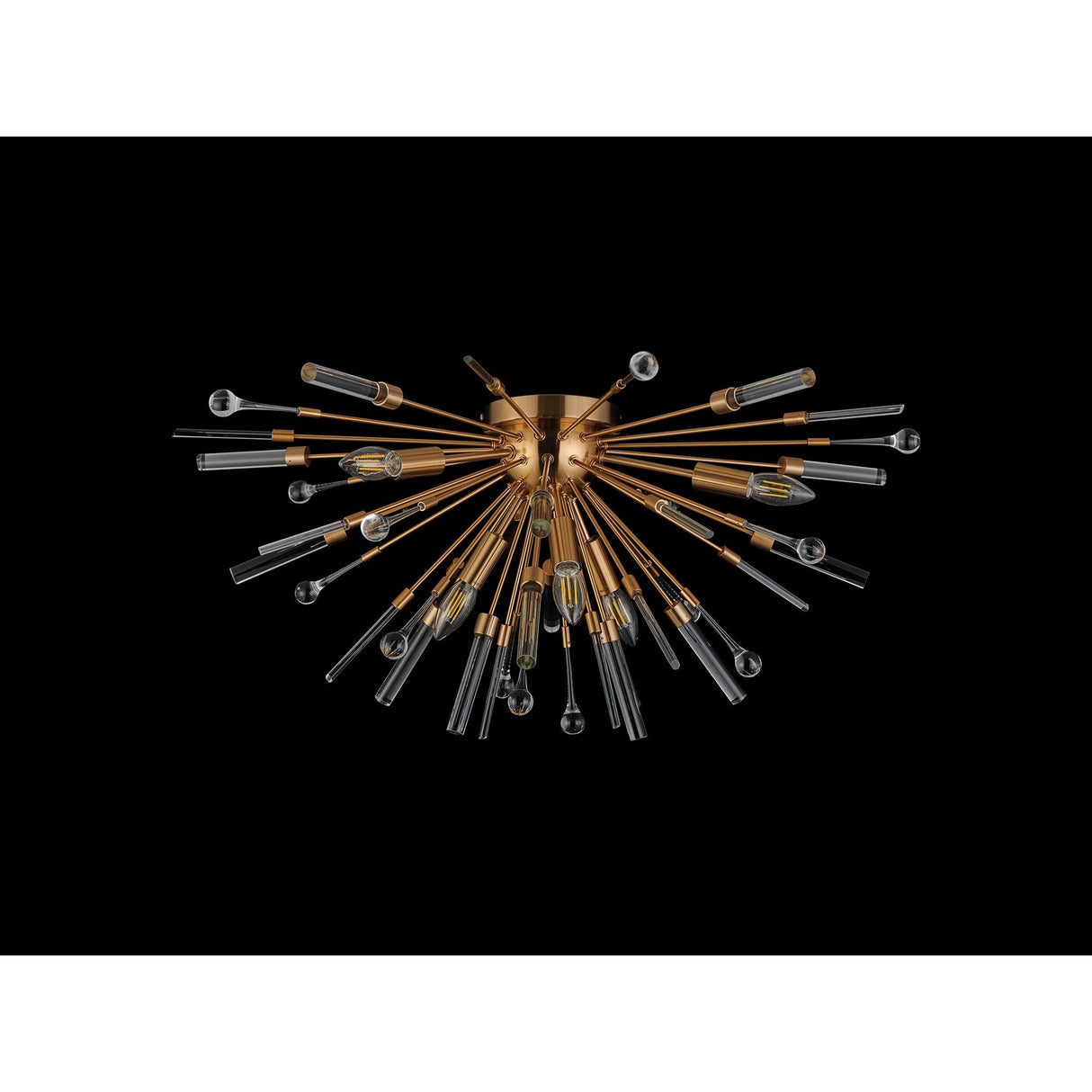 Noon 6 Light Glass Semi-Flush Ceiling Light - Antique Gold