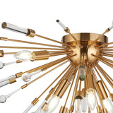 Noon 6 Light Glass Semi-Flush Ceiling Light - Antique Gold