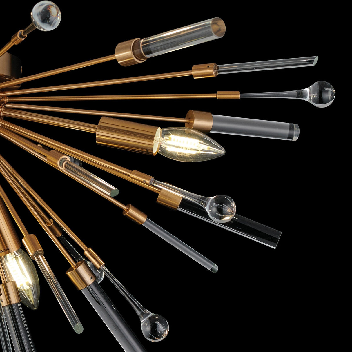 Noon 6 Light Glass Semi-Flush Ceiling Light - Antique Gold