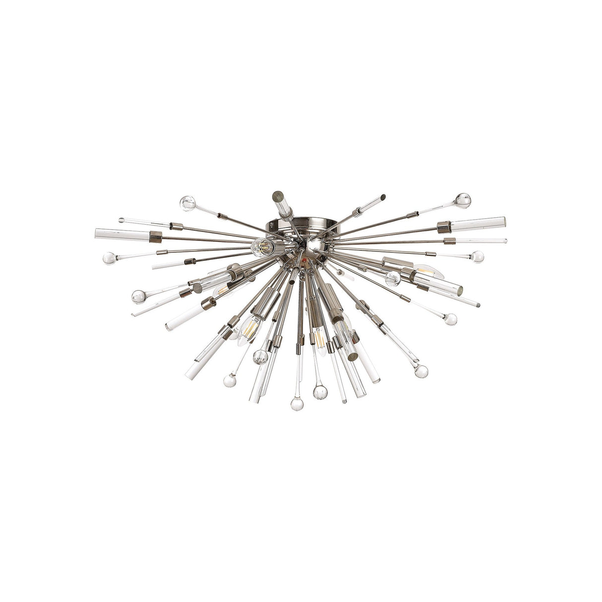 Noon 6 Light Glass Semi-Flush Ceiling Light - Polished Nickel