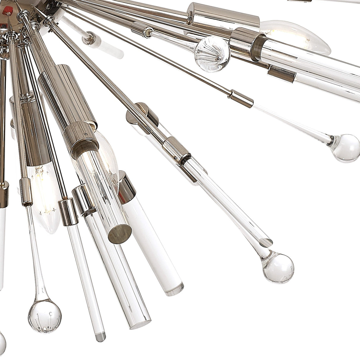 Noon 6 Light Glass Semi-Flush Ceiling Light - Polished Nickel