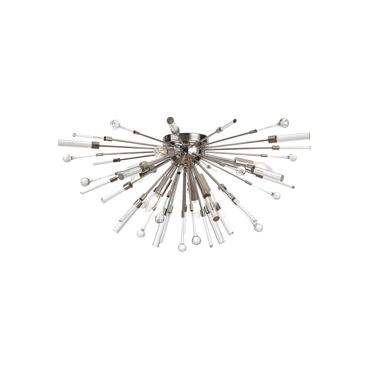 Noon 6 Light Glass Semi-Flush Ceiling Light - Polished Nickel