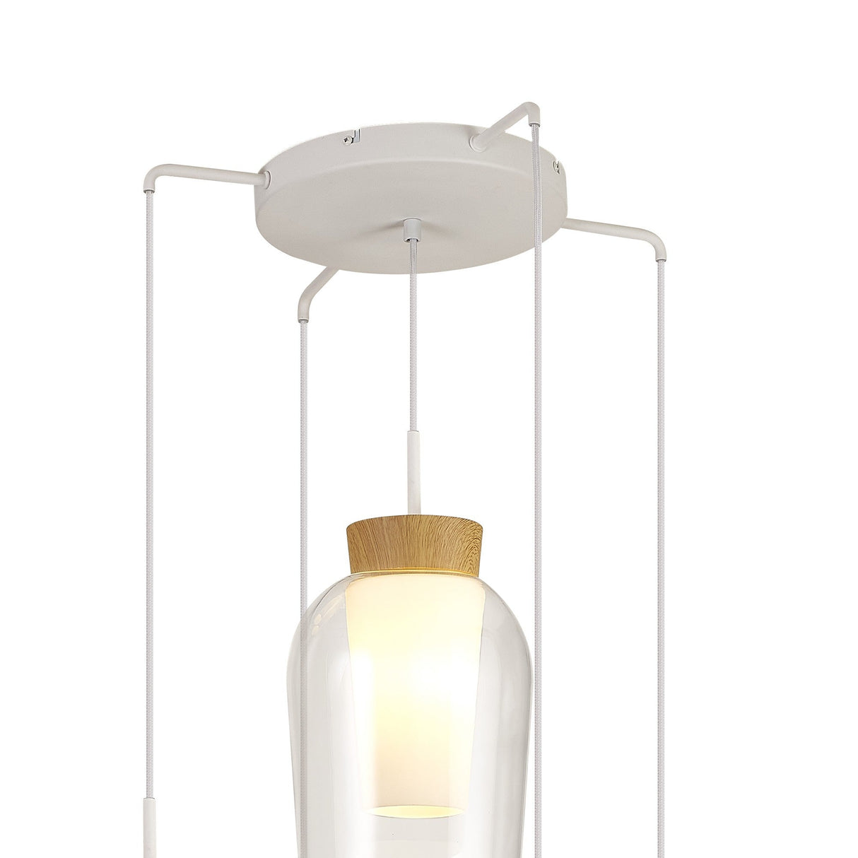 Nora 5 Light Frosted Glass Cluster Pendant Light - White & Brown