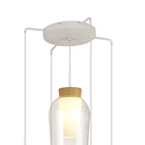 Nora 5 Light Frosted Glass Cluster Pendant Light - White & Brown