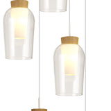 Nora 5 Light Frosted Glass Cluster Pendant Light - White & Brown