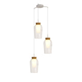 Nora 3 Light Frosted Glass Cluster Pendant Light - White & Brown