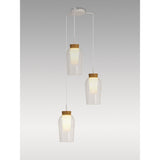 Nora 3 Light Frosted Glass Cluster Pendant Light - White & Brown