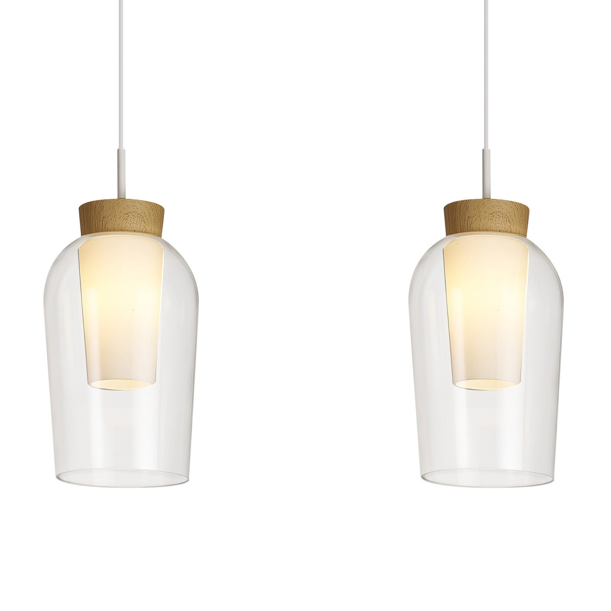 Nora 3 Light Glass Bar Pendant Light - White & Frosted