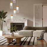 Nora 3 Light Glass Bar Pendant Light - White & Frosted
