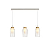 Nora 3 Light Glass Bar Pendant Light - White & Frosted