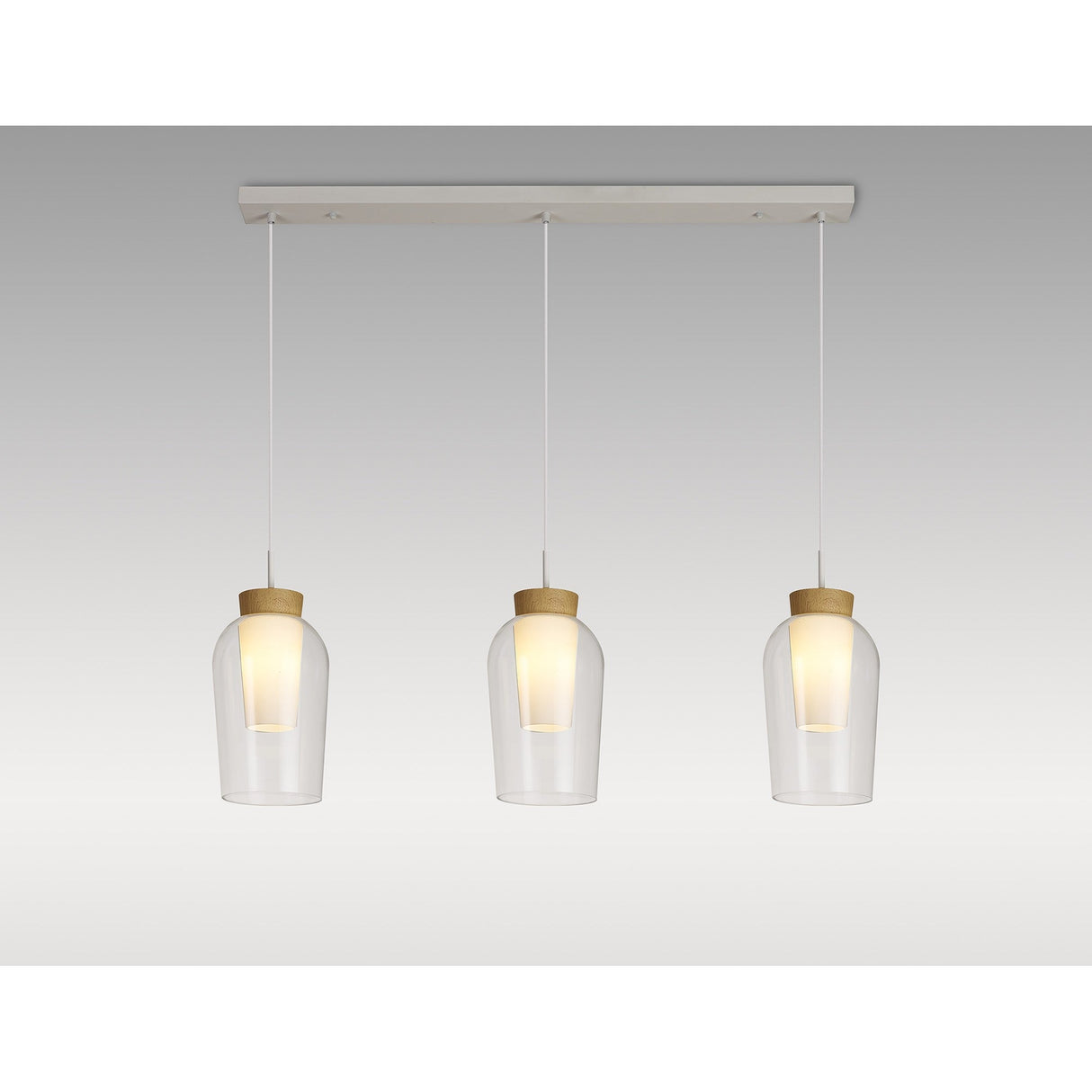 Nora 3 Light Glass Bar Pendant Light - White & Frosted