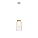 Nora 18cm Adjustable 1 Light Glass Pendant Light - White & Frosted