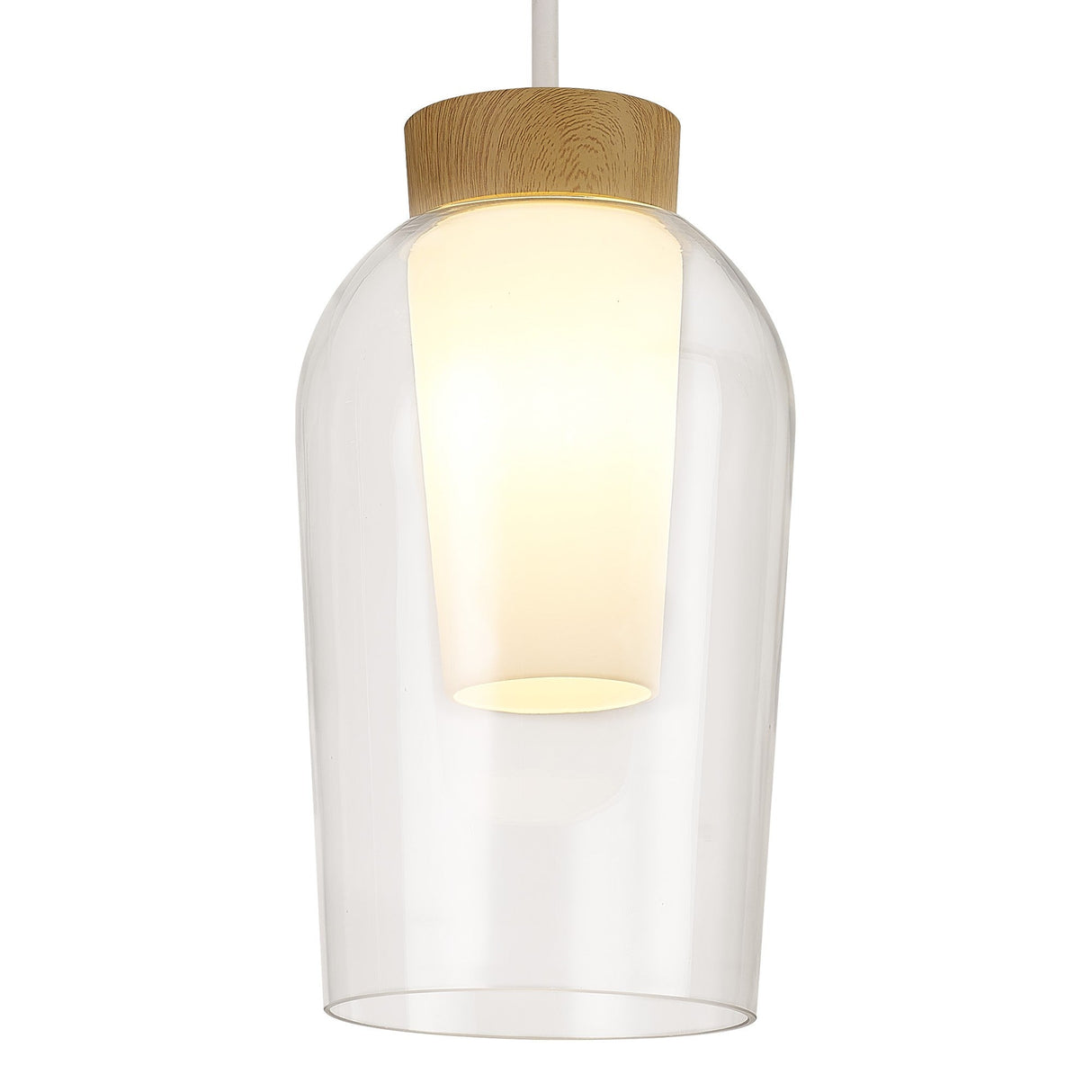 Nora 18cm Adjustable 1 Light Glass Pendant Light - White & Frosted