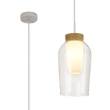 Nora 18cm Adjustable 1 Light Glass Pendant Light - White & Frosted