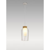 Nora 18cm Adjustable 1 Light Glass Pendant Light - White & Frosted