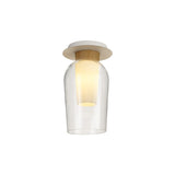 Nora 1 Light Semi-Flush Glass Ceiling Light - White/Brown