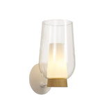 Nora 1 Light Glass Wall Light - White/Wood