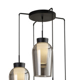 Nora 5 Light Frosted Glass Cluster Pendant Light - Black Marble & Chrome