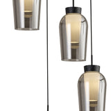 Nora 5 Light Frosted Glass Cluster Pendant Light - Black Marble & Chrome