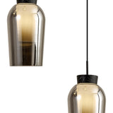 Nora 3 Light Frosted Glass Cluster Pendant Light - Black Marble & Chrome