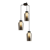 Nora 3 Light Frosted Glass Cluster Pendant Light - Black Marble & Chrome