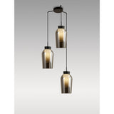 Nora 3 Light Frosted Glass Cluster Pendant Light - Black Marble & Chrome