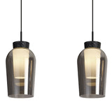 Nora 3 Light Glass Bar Pendant Light - Black & Chrome & Frosted