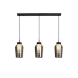 Nora 3 Light Glass Bar Pendant Light - Black & Chrome & Frosted