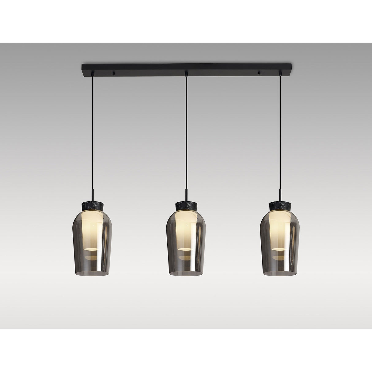 Nora 3 Light Glass Bar Pendant Light - Black & Chrome & Frosted