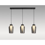 Nora 3 Light Glass Bar Pendant Light - Black & Chrome & Frosted