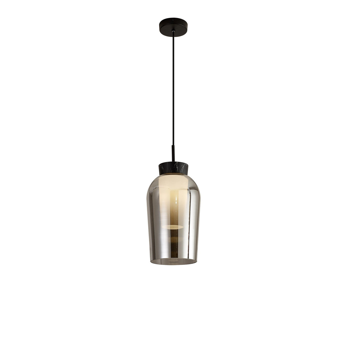 Nora 18cm Adjustable 1 Light Glass Pendant Light - Black & Frosted